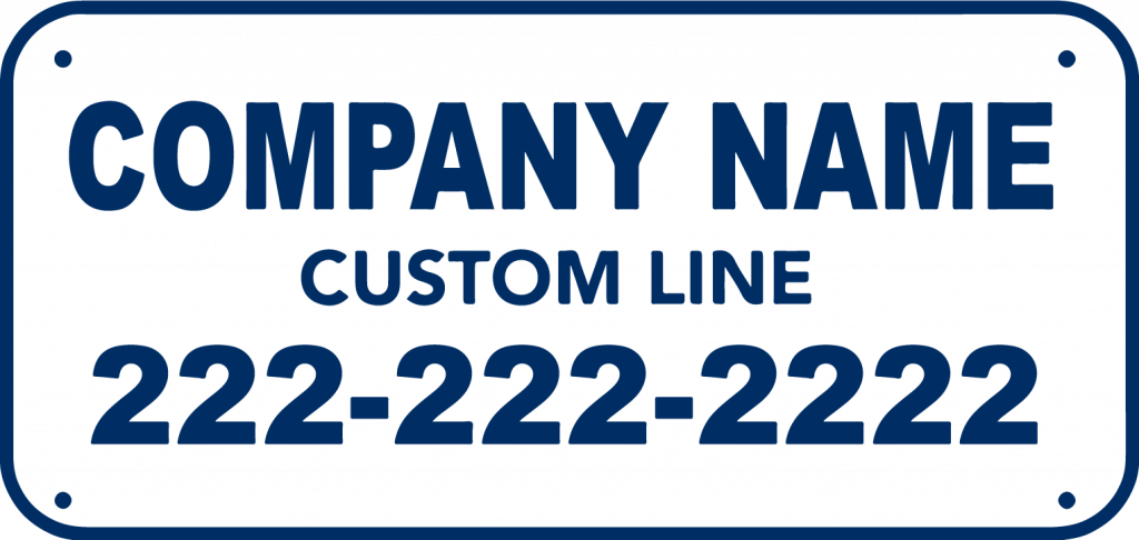Navy blue fence sign example